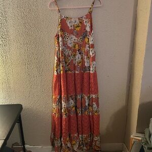 Listicle Floral Print Maxi Dress Flowy Lightweight Fall Layering Cottagecore